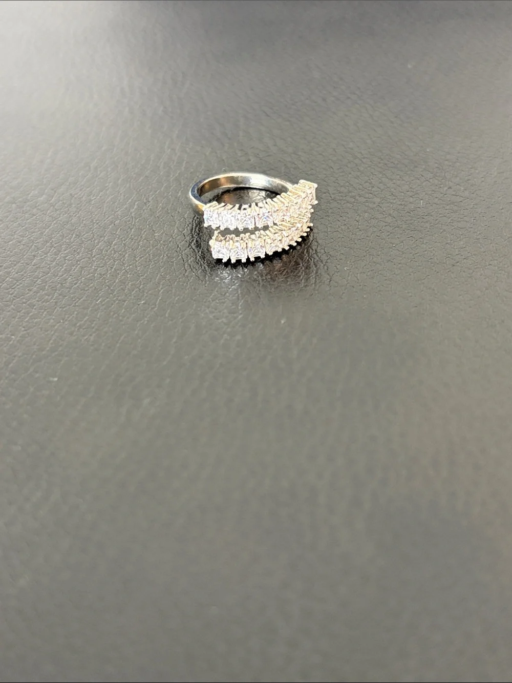 Sterling Silver Double Row CZ Stackable Ring - White